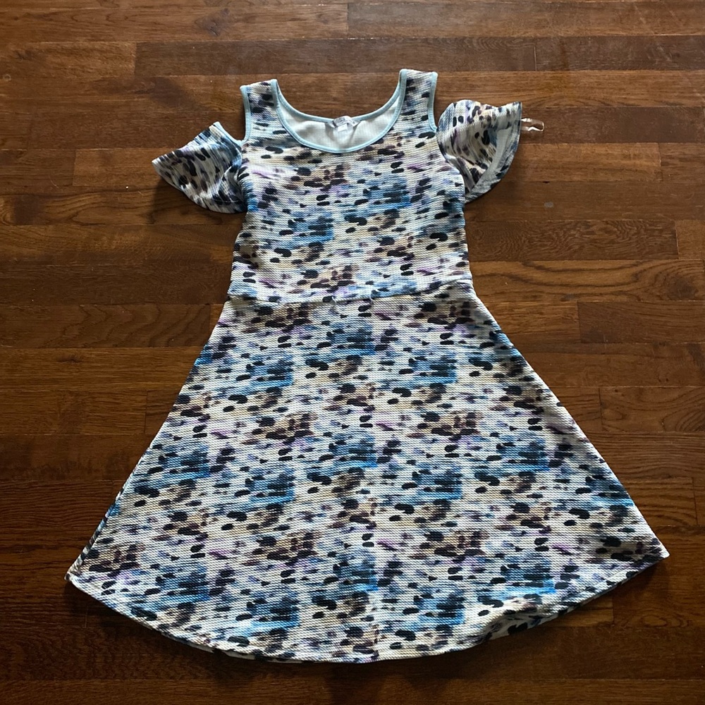 Girls multi colored cold shoulder dress